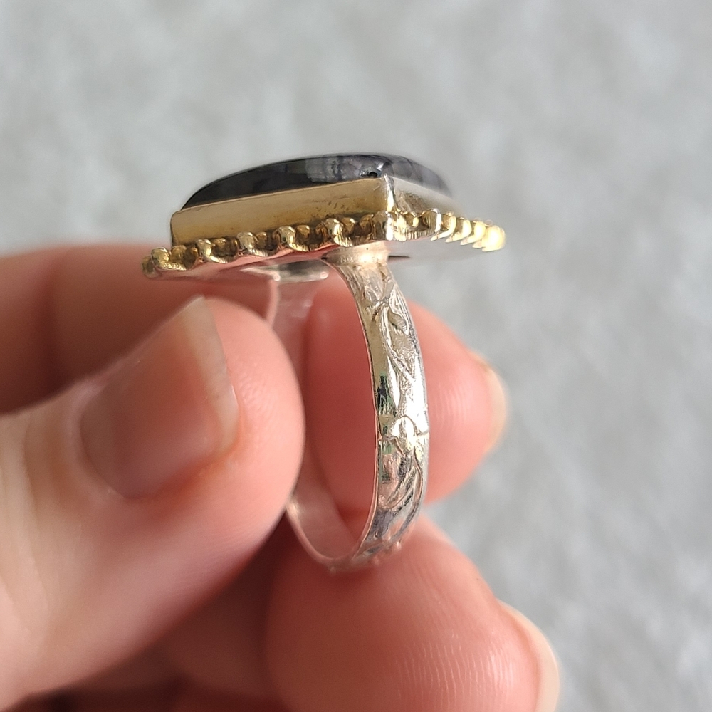 Moonstone Square Sterling Ring - Picture 5 of 7